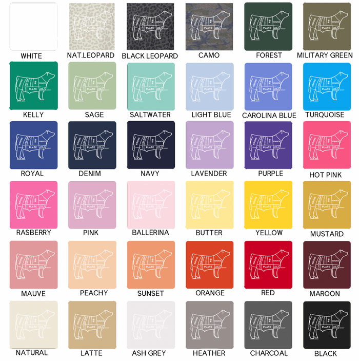 Beef Cuts White Ink– Infant/Toddler/Youth