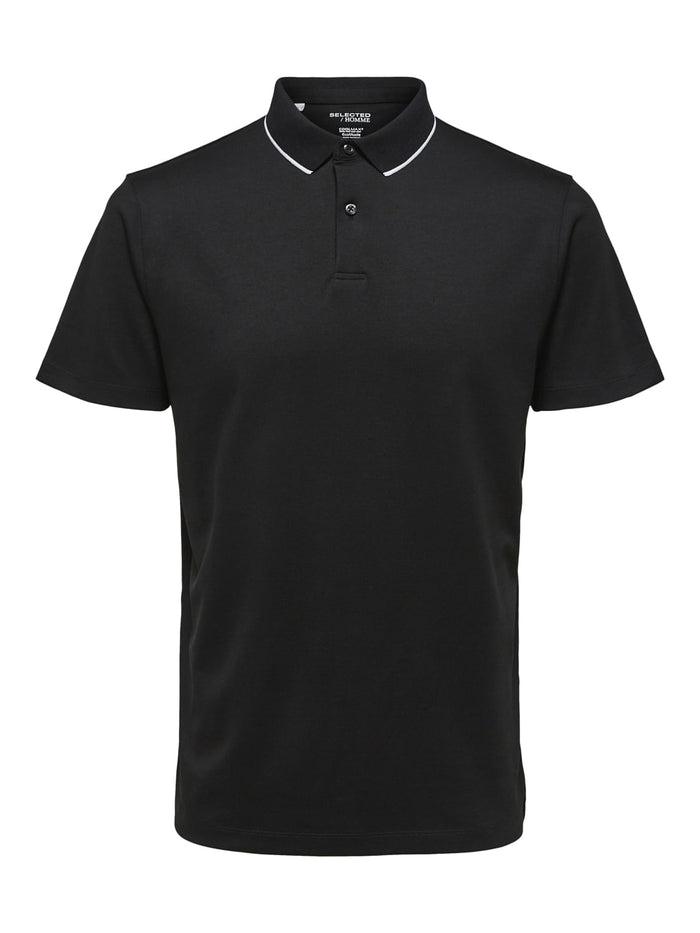 Black Cotton Polo Neck T-Shirt