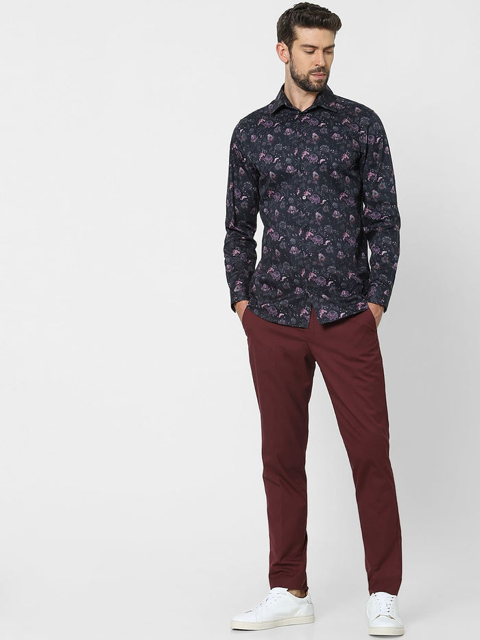 Black Floral Print Organic Cotton Shirt