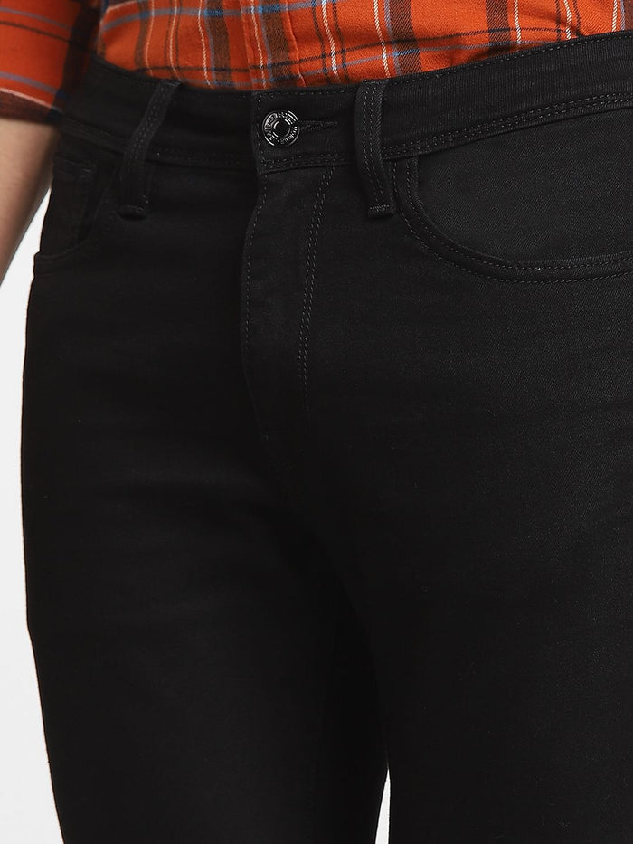 Black Mid Rise Leon Slim Fit Jeans