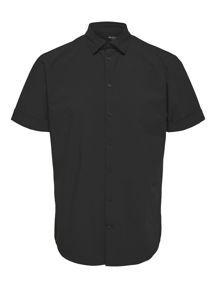 Black Organic Cotton Half Sleeves Shirt