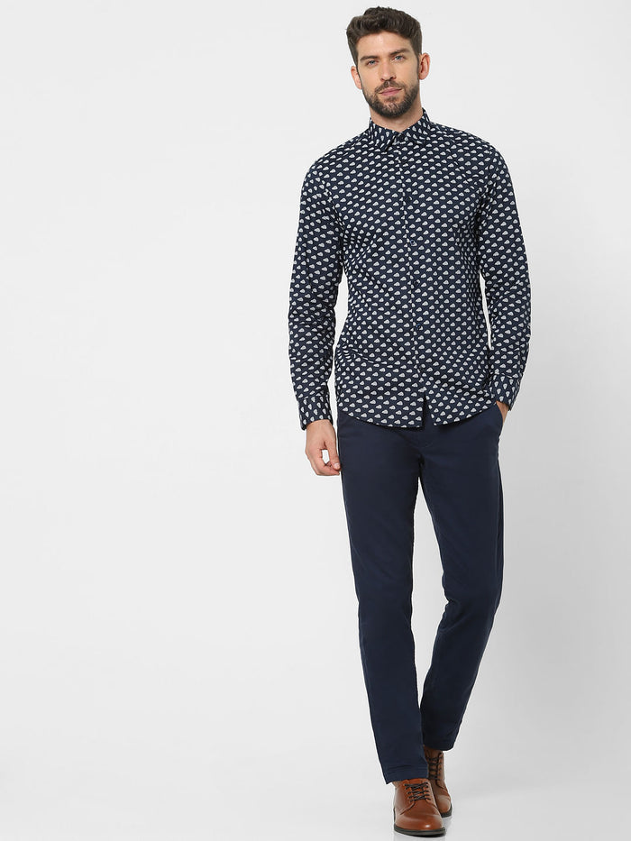 Black Printed Organic Cotton Full Sleeves Shirt