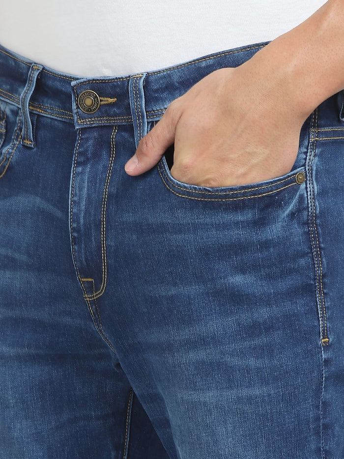 Blue Mid Rise Faded Slim Fit Jeans