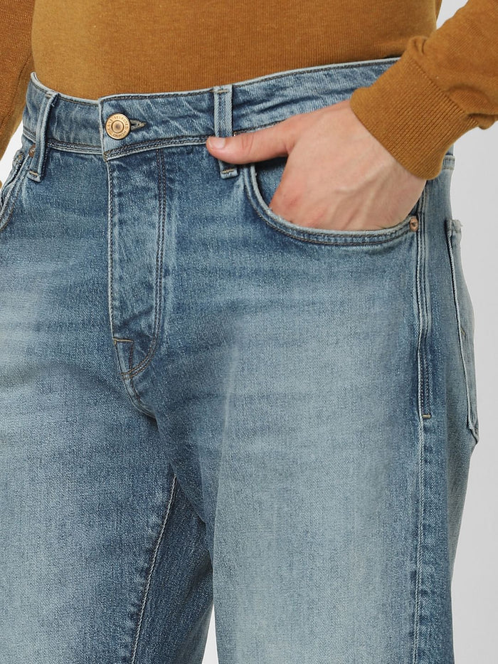 Blue Mid Rise Loose Fit Jeans