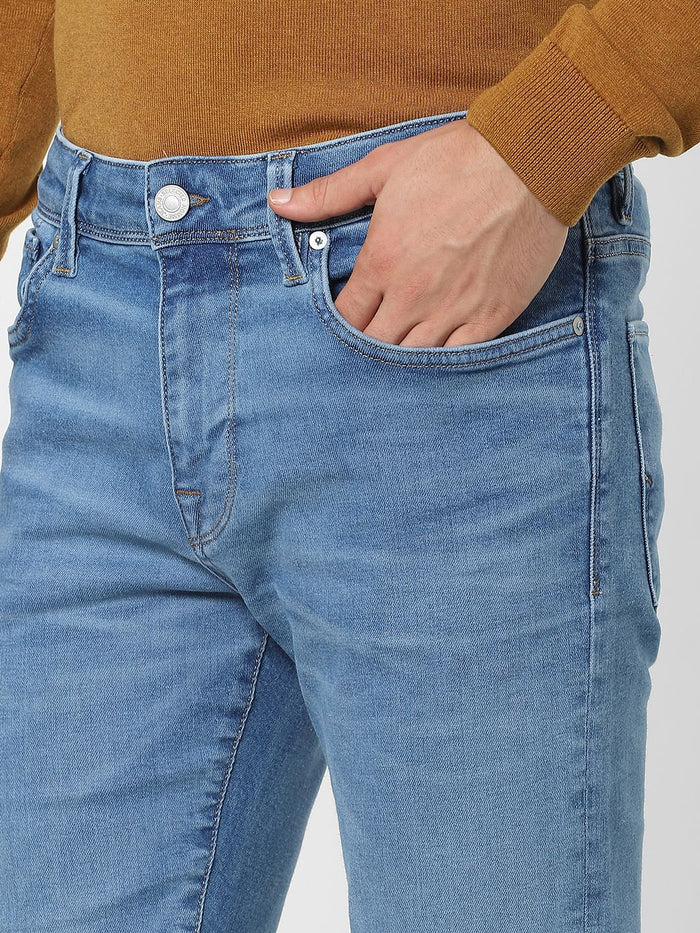 Blue Mid Rise Organic Cotton Leon Slim Fit Jeans