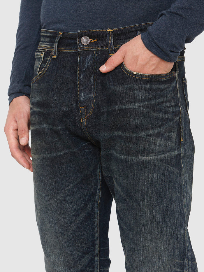 Blue Mid Rise Toby Tapered Fit Jeans