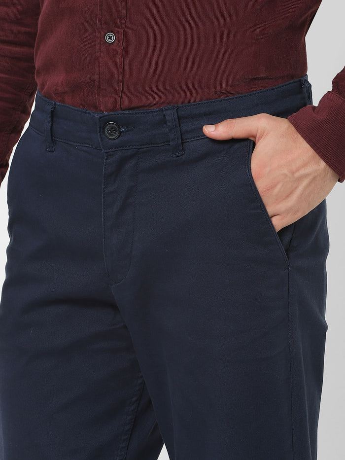 Blue Organic Cotton Slim Fit Chinos