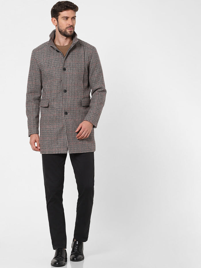 Blue & Red Check Woolen Coat