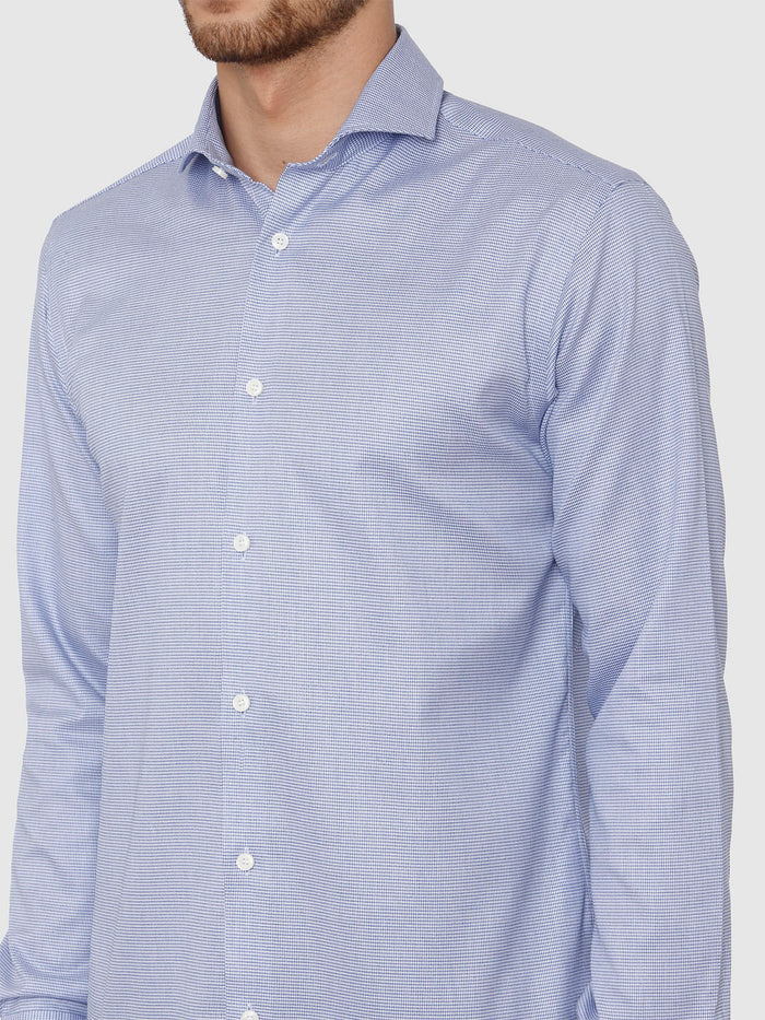 Blue Small Checks Full Sleeves Shirt