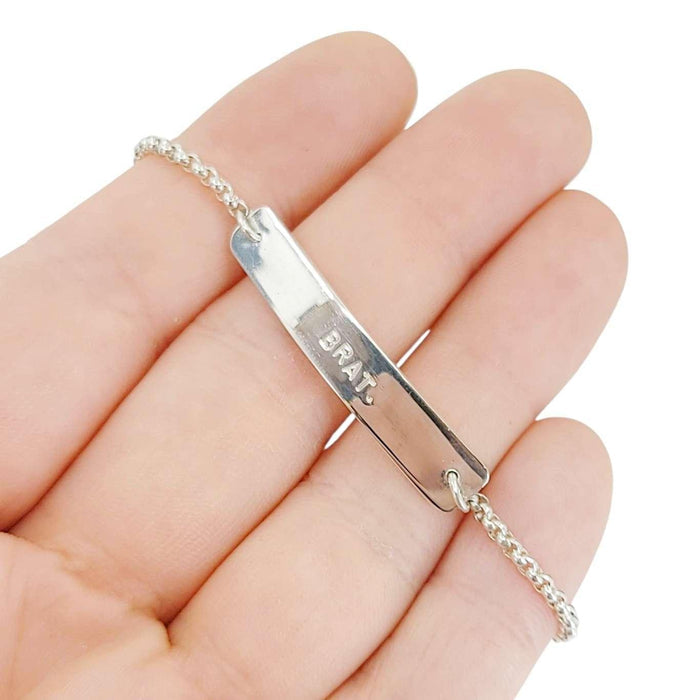 Bracelet - BRAT Stamped Plate (Sterling Silver) by imakecutestuff