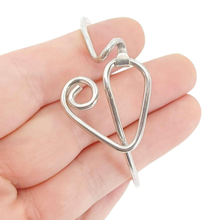Bracelet - Loopback Heart Spiral Latching Bangle (Sterling Silver) by imakecutestuff