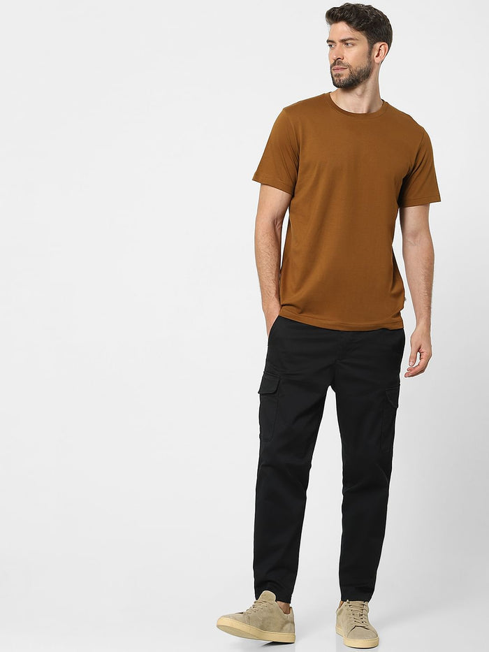 Brown Organic Cotton Crew Neck T-Shirt