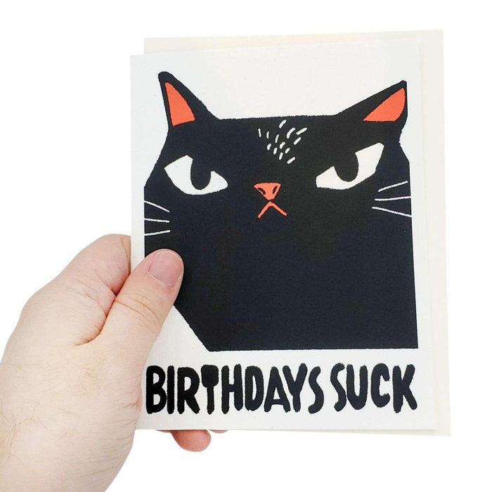 Card - Birthday - Black Cat (Birthdays Suck) by Kayan Pepper Co.