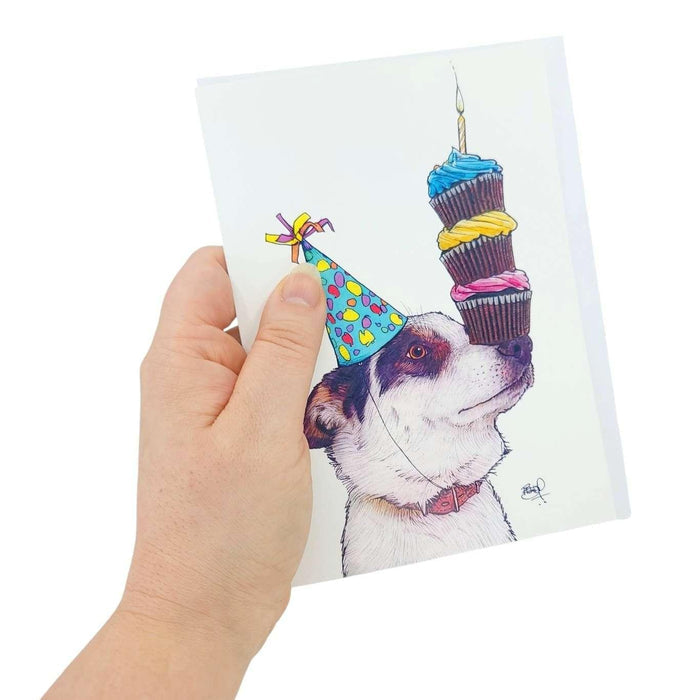 Card - Birthday - Dog Cupcake Stack (Balanced Birthday) by Shawn Braley