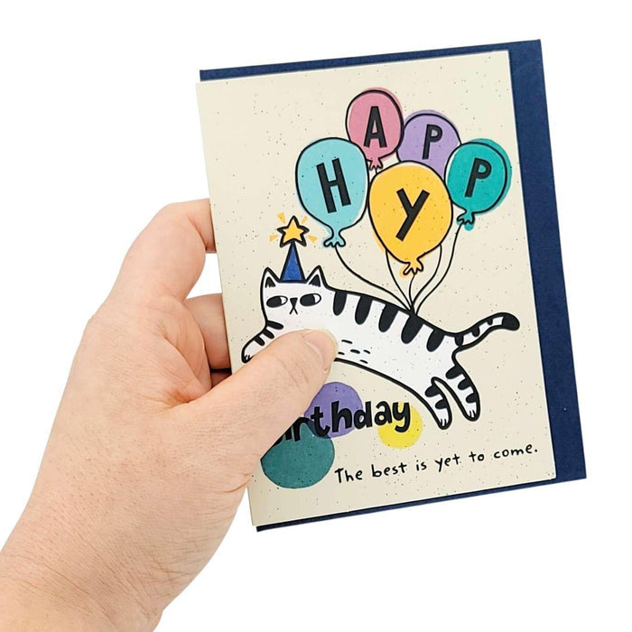 Card - Birthday - Leaping Party Cat by Shang Daili