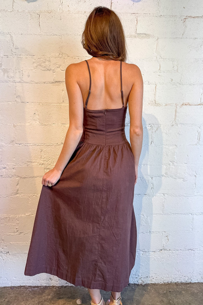 brown maxi dress, brown dress, gameday dress, brown gameday dress