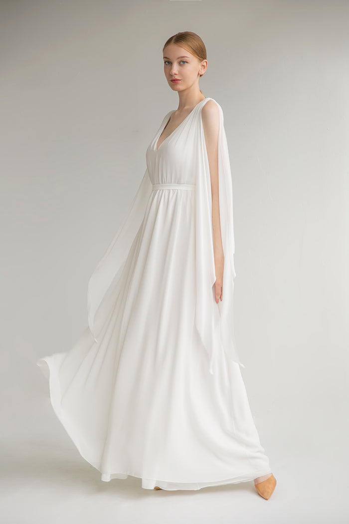 Chiffon Open Back Wedding Dress Joan