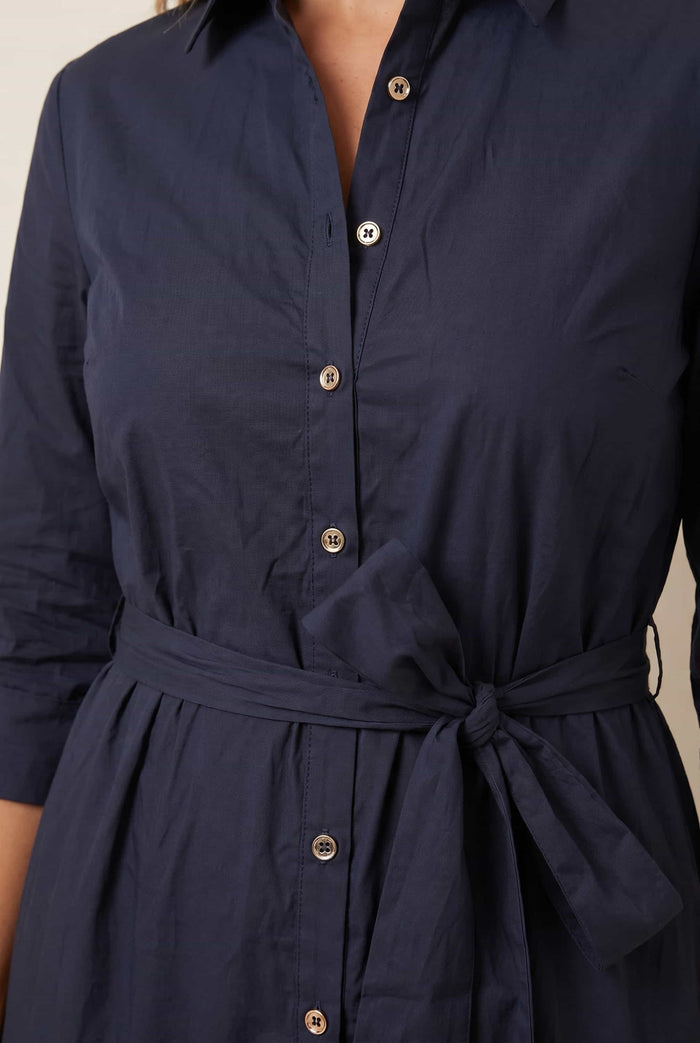 Cotton Shirt Tiered Dress