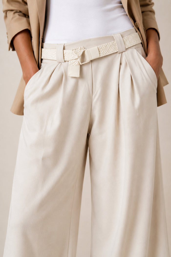 Cream Belted Trouser