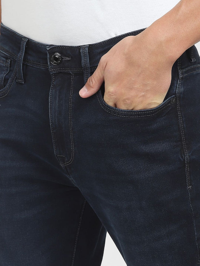 Dark Blue Mid Rise Slim Fit Jeans