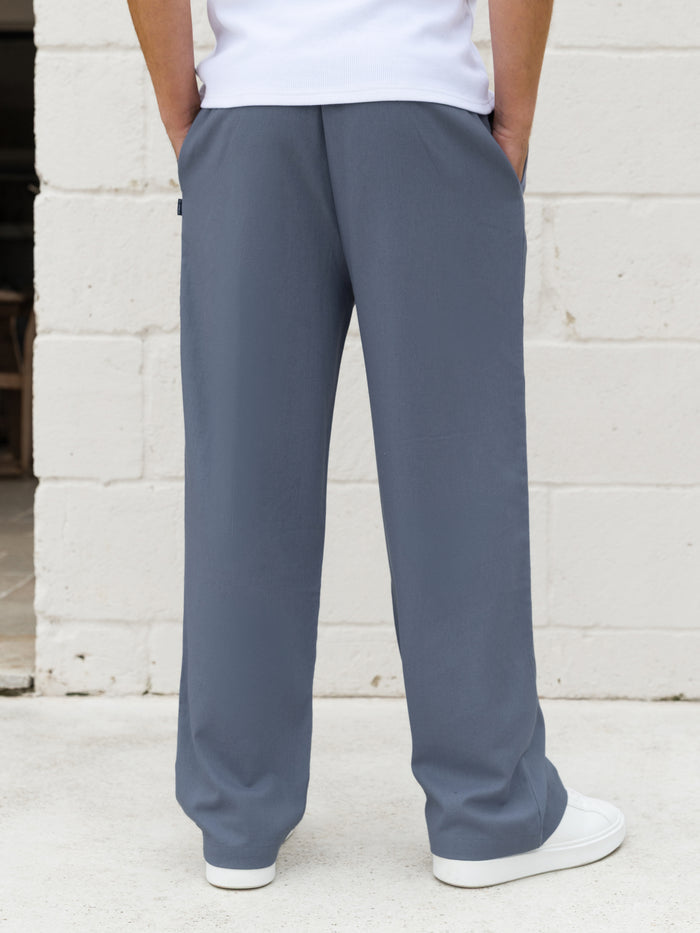 Freddie Relaxed Linen Trousers - Blue