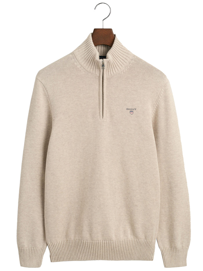 GANT_SWT_HALF_ZIP SAND RAWDENIM RAWDENIM