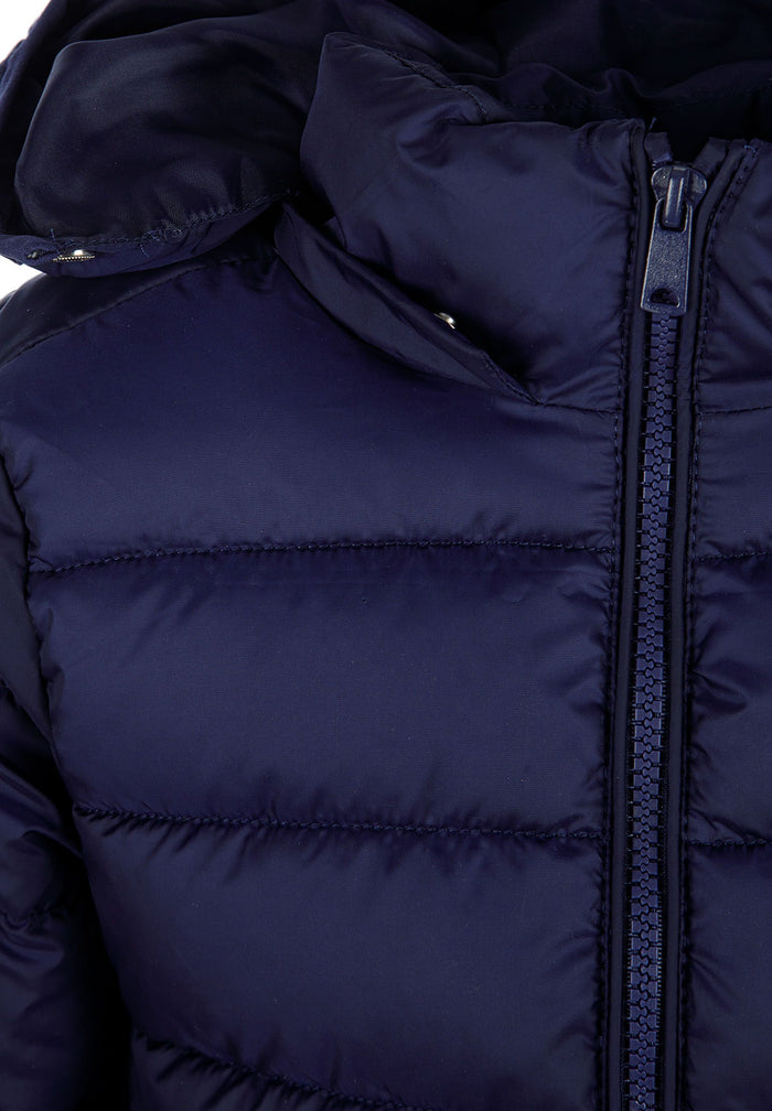 Quilted Puffer Jacket, Navy, Detachable Hood - 7