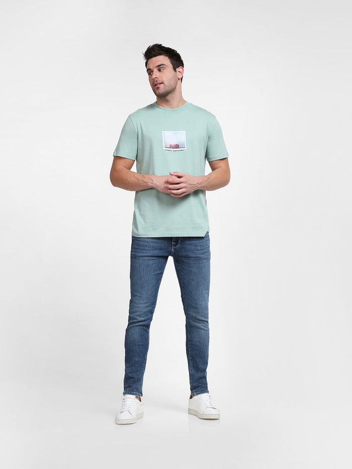 Green Graphic Print Crew Neck T-Shirt