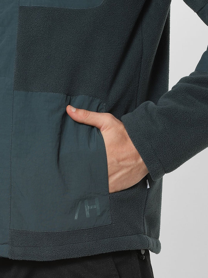 Green High Neck Fleece Jacket