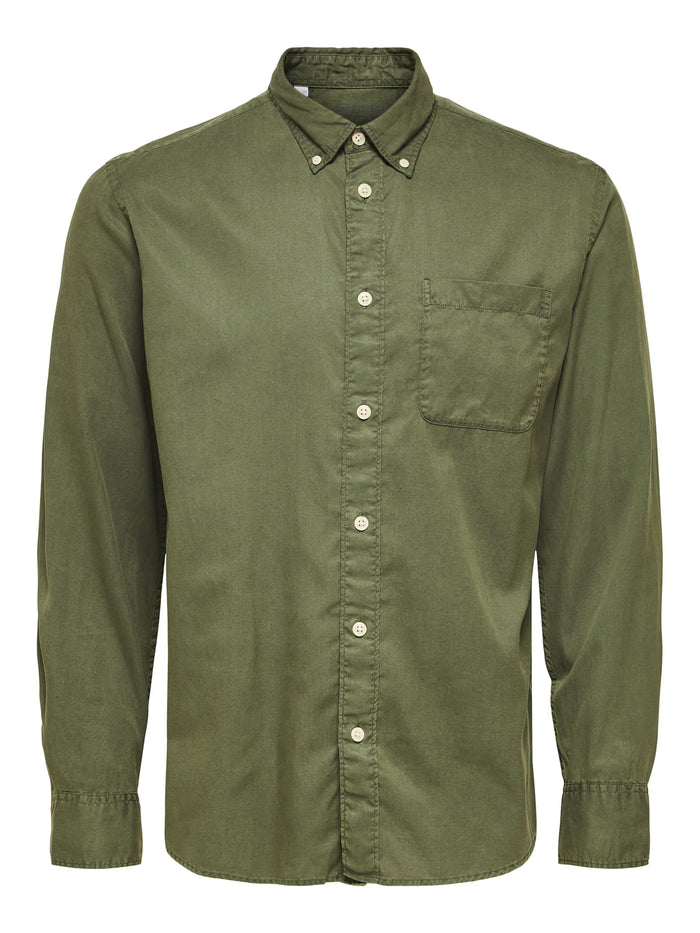 Green Solid Full Sleeves Shirt