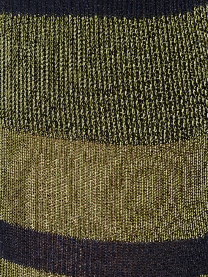 Green Striped Mid Calf Length Socks