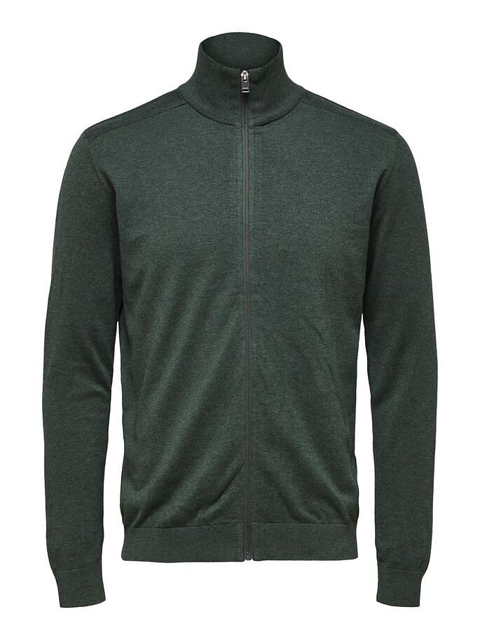 Green Turtleneck Zip Up Cardigan