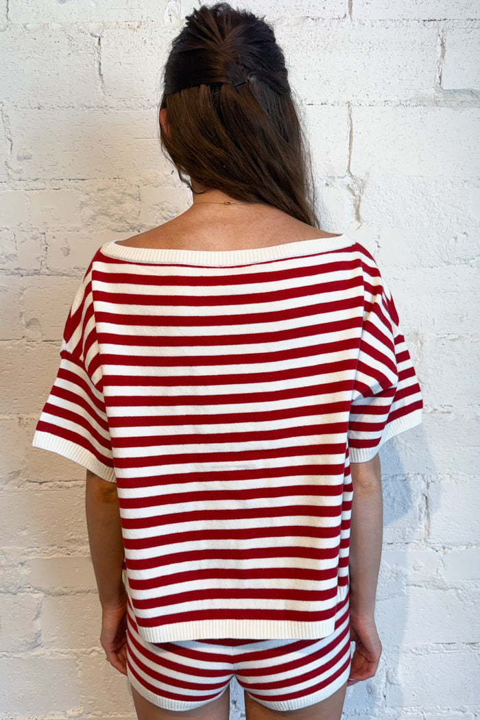 Haven Striped Knit Shorts Back, adeline boutique, dallas boutique, boutique