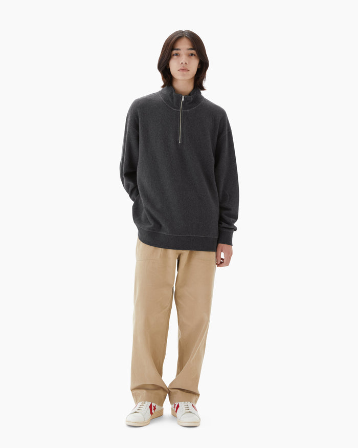 Heather Half Zip Pullover Black