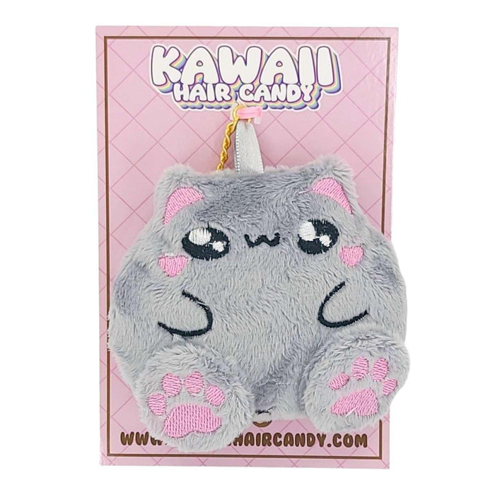 Keychain - Plush Cat (Gray) by Kawaii Hair Candy