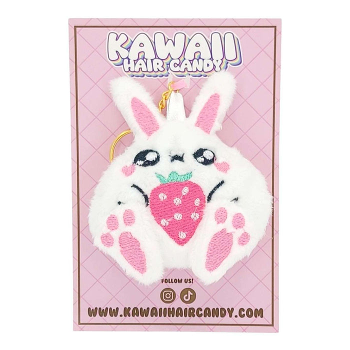 Keychain - Plush Strawberry Bunny by Kawaii Hair Candy