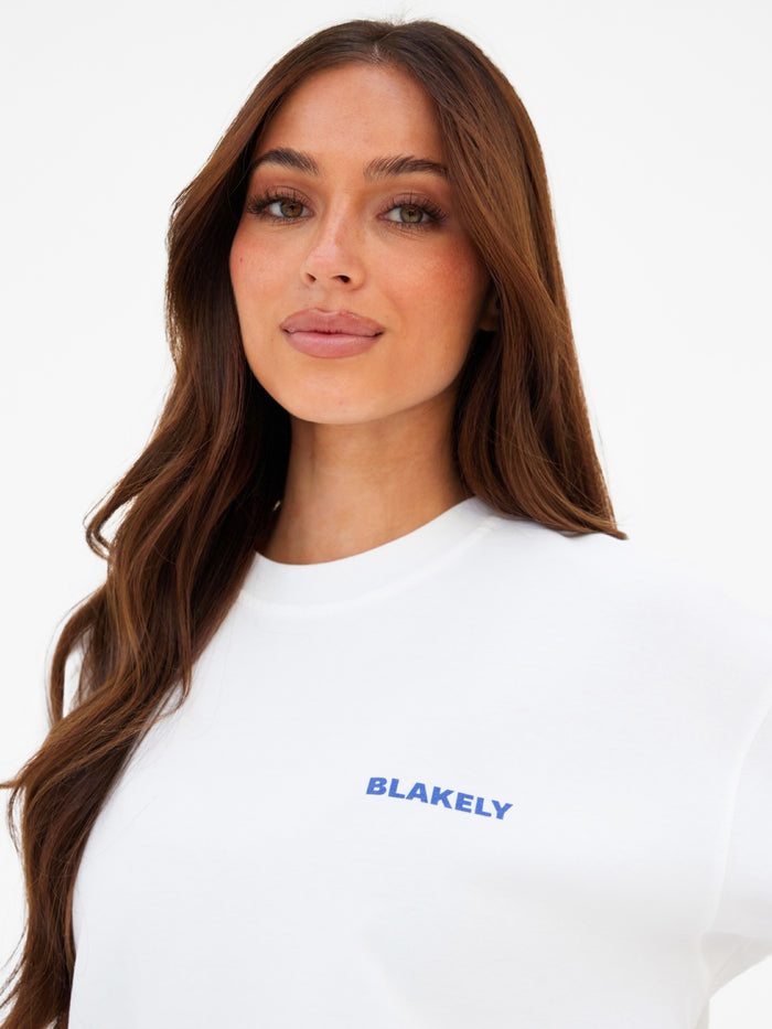 Lena Floral Print Oversized T-Shirt - White