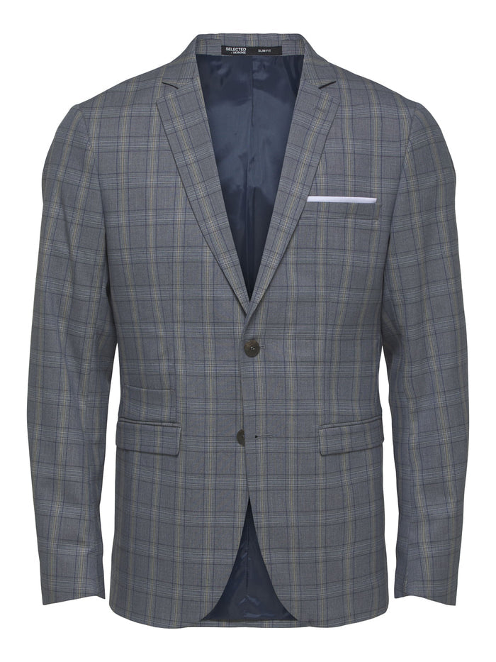 Light Blue Checks Slim Fit Suit Blazer