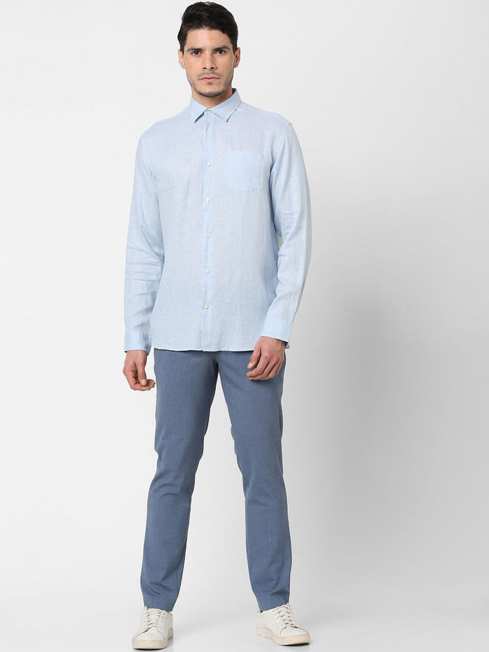 Light Blue Full Sleeves Linen Shirt