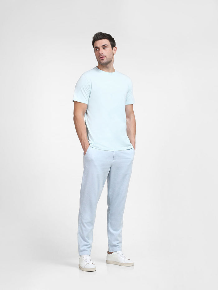 Light Blue Organic Cotton Crew Neck T-Shirt