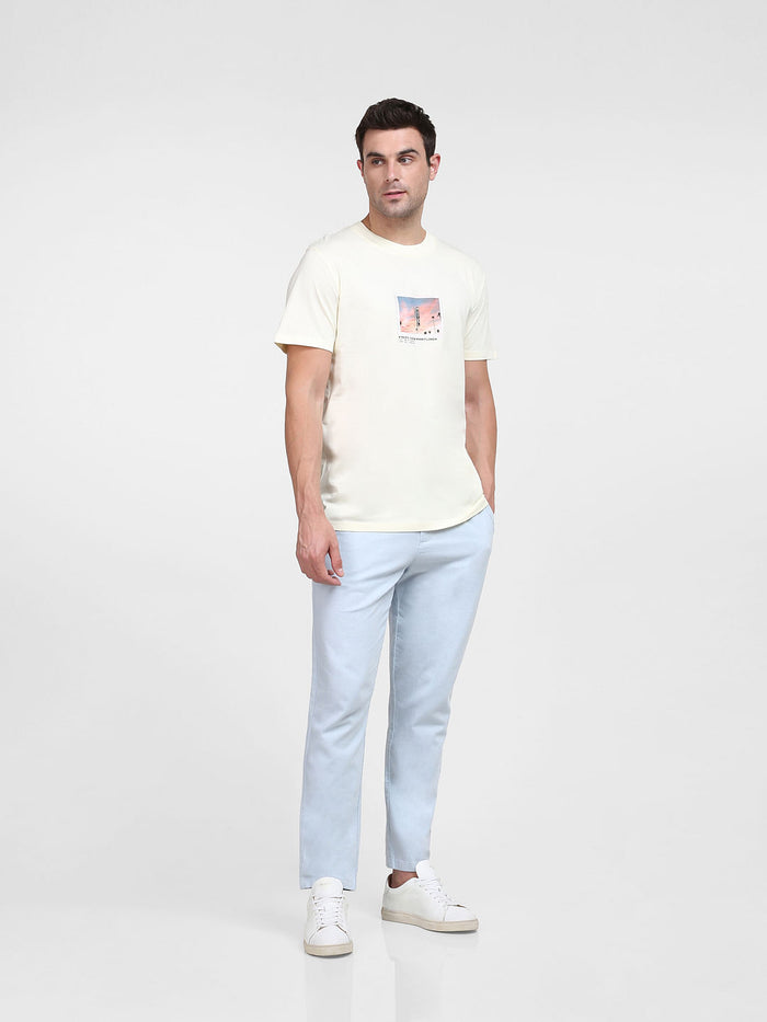 Light Yellow Graphic Print Crew Neck T-Shirt