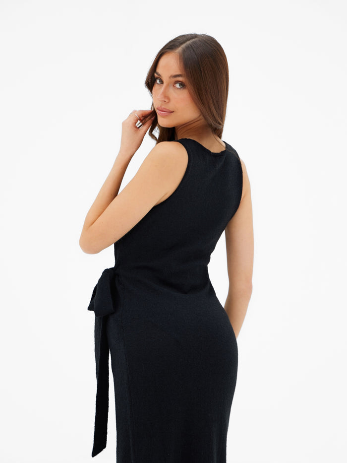 Mae Tied Waist Dress - Black