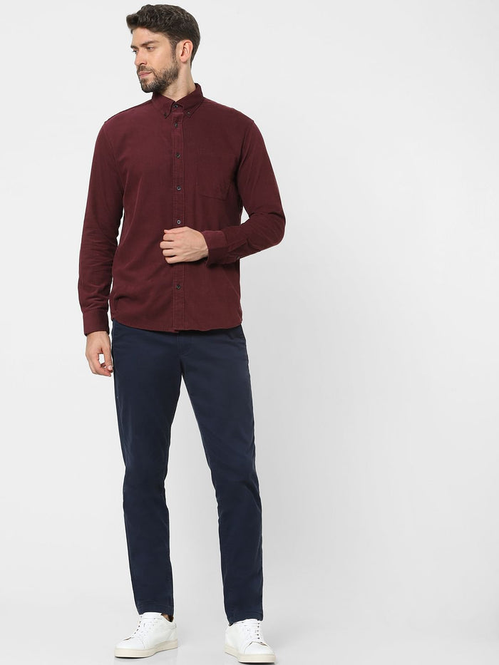 Maroon Corduroy Full Sleeves Shirt