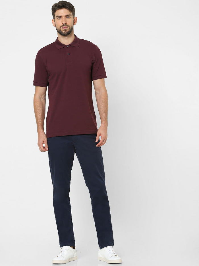 Maroon Organic Cotton Polo Neck T-Shirt
