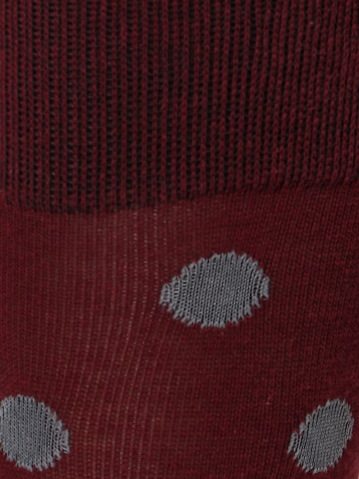 Maroon Polka Dot Mid Calf Length Socks