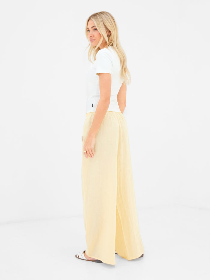Mila Wide Leg Trousers - Butter Yellow