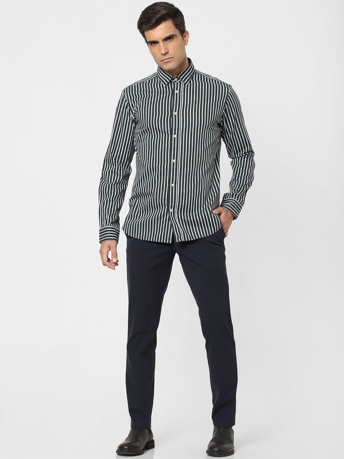 Monochrome Striped Full Sleeves Shirt