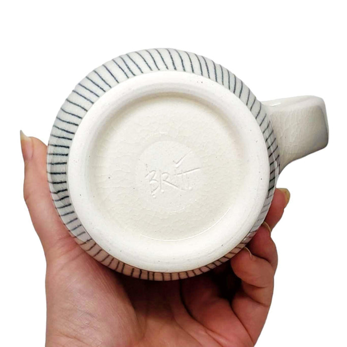 Mug - Large in Outward Linear and Pinstripe with Orange Accents by Britt Dietrich Ceramics