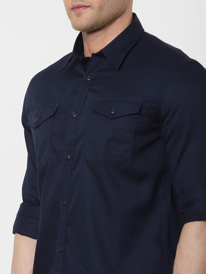Navy Blue Full Sleeves Shirt