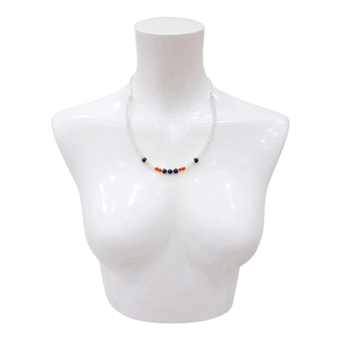 Necklace - Mixed Stone Bead Chain (Lapis, Moonstone, Red Jade, Sterling Silver) by Tiny Aloha